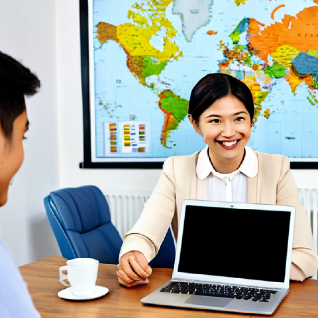 **
"A friendly ESL teacher, fully clothed in professional attire (blouse and smart trousers), is enthusiastically teaching an online English lesson to a group of diverse students via a laptop. The background is a cozy, brightly lit home office with bookshelves and a world map. Safe for work, appropriate content, perfect anatomy, correct proportions, well-formed hands, proper finger count, natural pose, professional, modest, family-friendly."
**