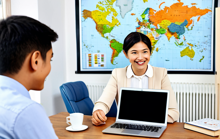 **
"A friendly ESL teacher, fully clothed in professional attire (blouse and smart trousers), is enthusiastically teaching an online English lesson to a group of diverse students via a laptop. The background is a cozy, brightly lit home office with bookshelves and a world map. Safe for work, appropriate content, perfect anatomy, correct proportions, well-formed hands, proper finger count, natural pose, professional, modest, family-friendly."
**