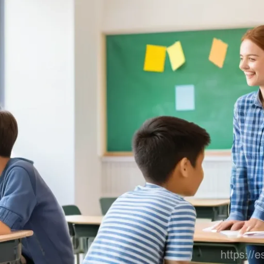 TESOL 강사가 겪는 일반적인 도전 과제 - A brightly lit, modern classroom bustling with diverse students, ranging from teenagers to middle-ag...