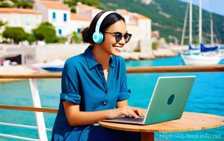 TESOL 자격증으로 가능한 미래 계획 - **Prompt 1: "The Flexible Online Educator by the Sea"**
A young professional (28-35 years old, g...