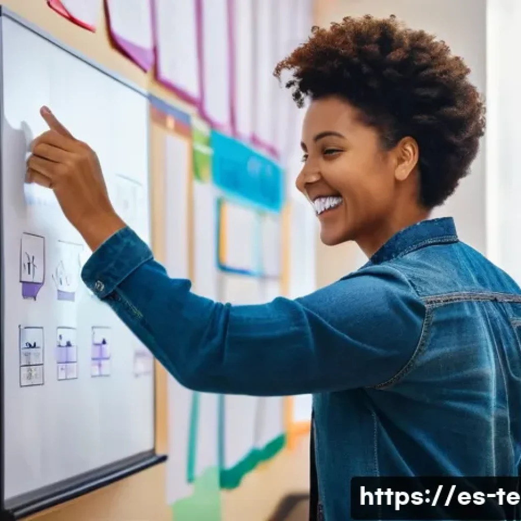 TESOL 수업 평가 방법 - A vibrant classroom scene in a modern Spanish-speaking school, showing diverse students actively par...