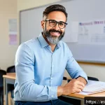 Home 19 TESOL 자격증 해외 인정 여부 - A professional Spanish language teacher in a modern classroom setting in Spain, wearing smart casual...